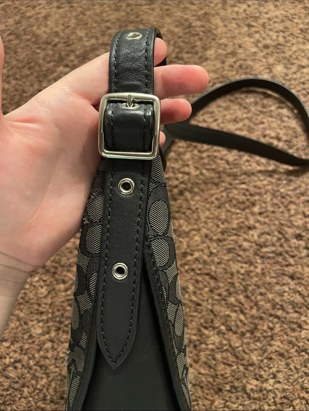 Coach Grey Signature Monogram Crossbody Bag